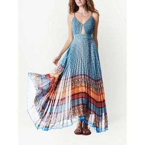 Alice + Olivia Vibrant Blue and Multicolor Maxi Dress